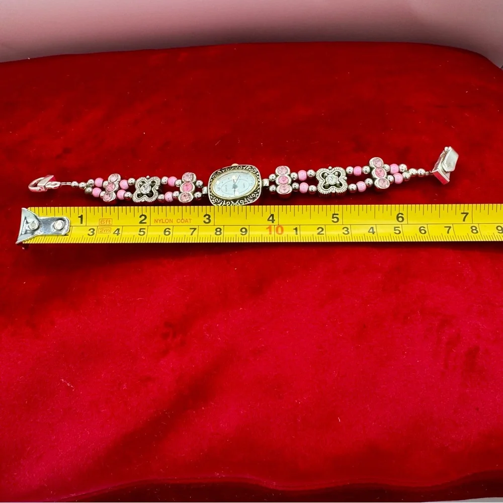 Y2K Geneva‎ Pink Rhinestone Bracelet Quartz Watch Coquette Boho Statement